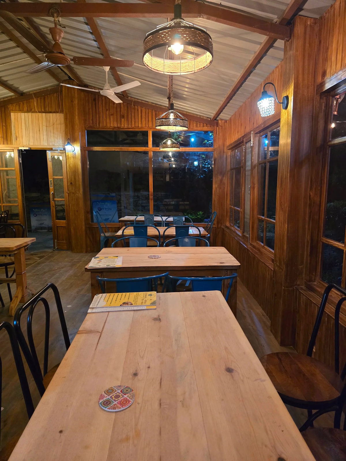 Cafe ambiance with mountain view